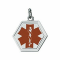 Sterling Silver Medical ID Pendant w/ Red Enamel